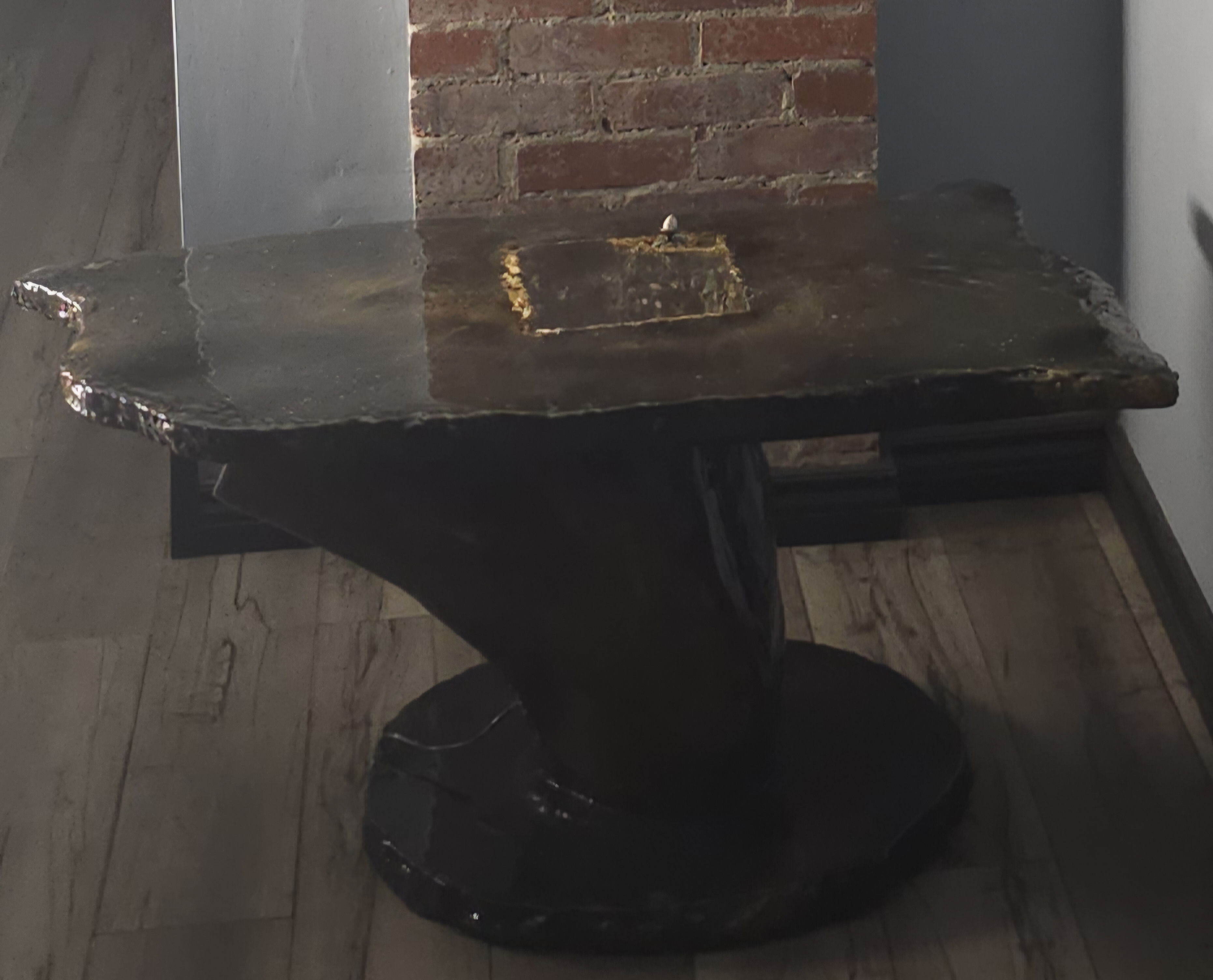 Medusa table side angle thumbnail showing carved base